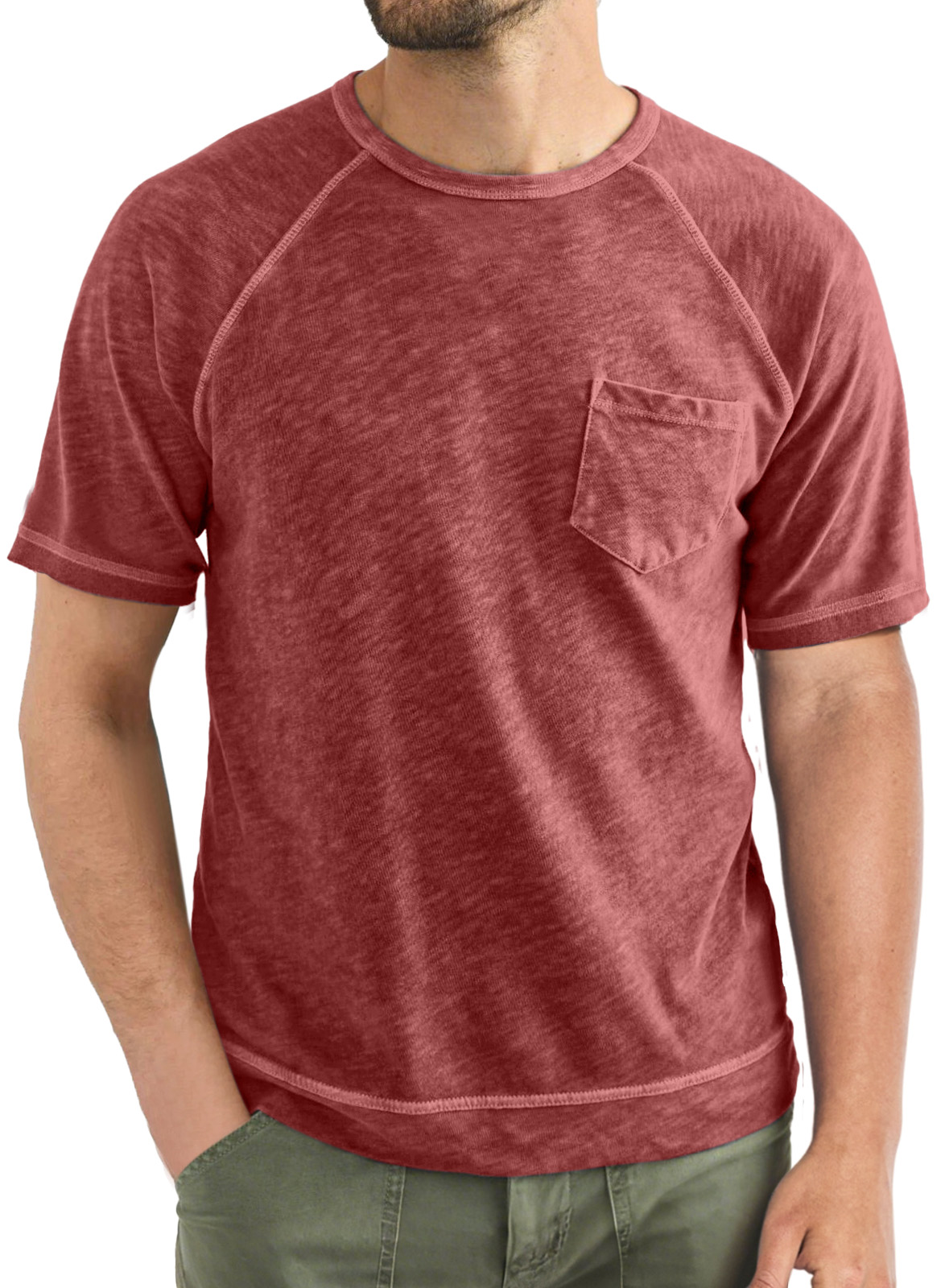 Men's Casual Simple Solid Color Raglan Short Sleeve T-shirt