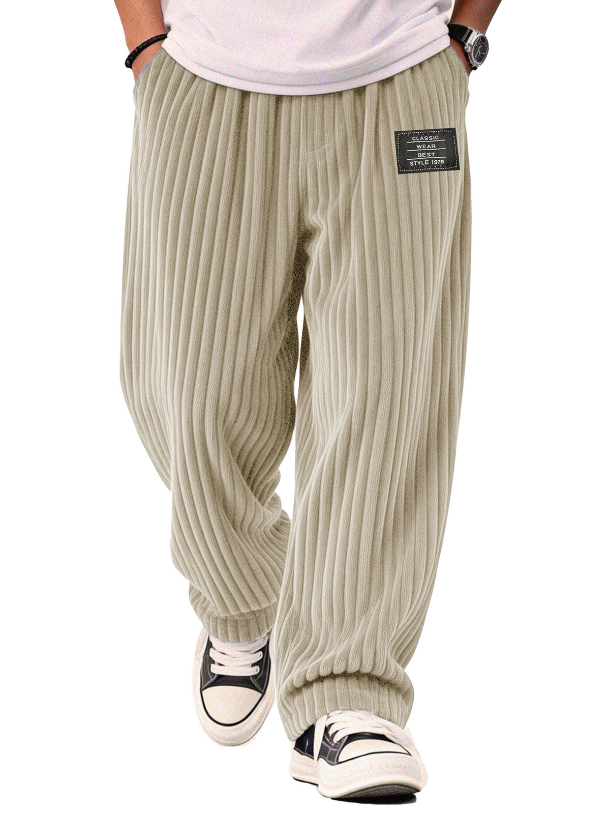 Stylish Casual Loose Corduroy Fabric Pocket Tether Pants