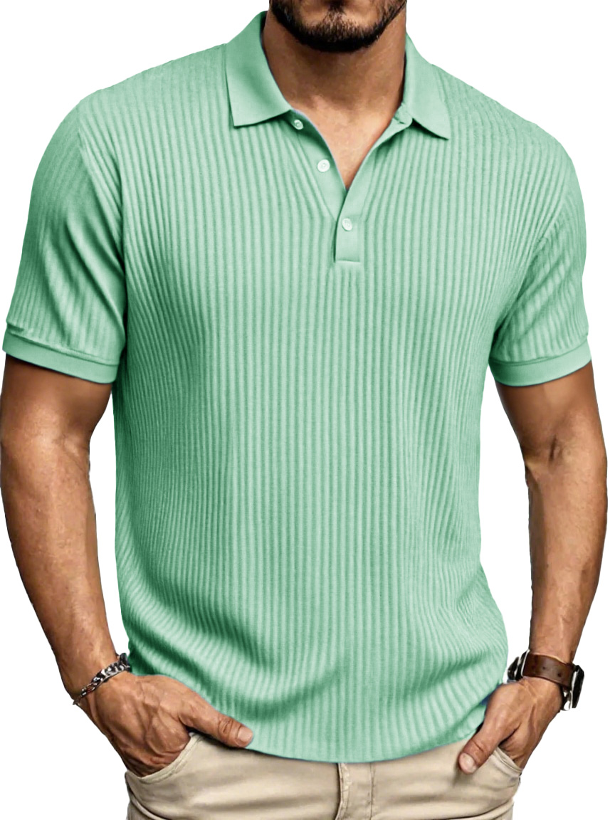 Men's Fashion Daily Striped Fabric Pocket Lapel Polo Shirt