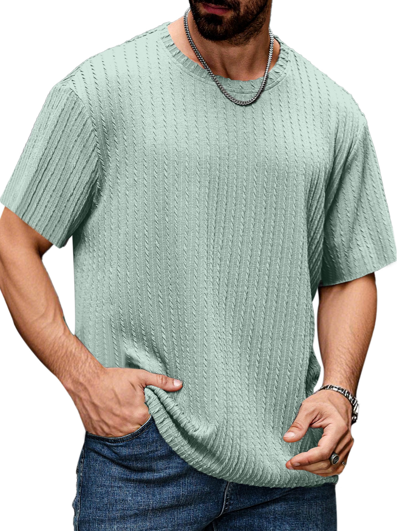 Men's Simple Daily Texture Short Sleeve Round Neck T-shirt