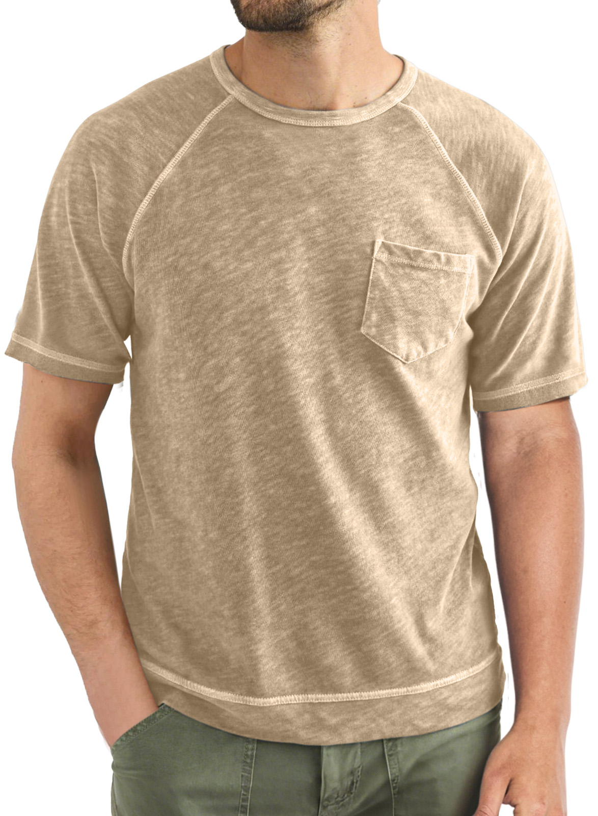 Men's Casual Simple Solid Color Raglan Short Sleeve T-shirt
