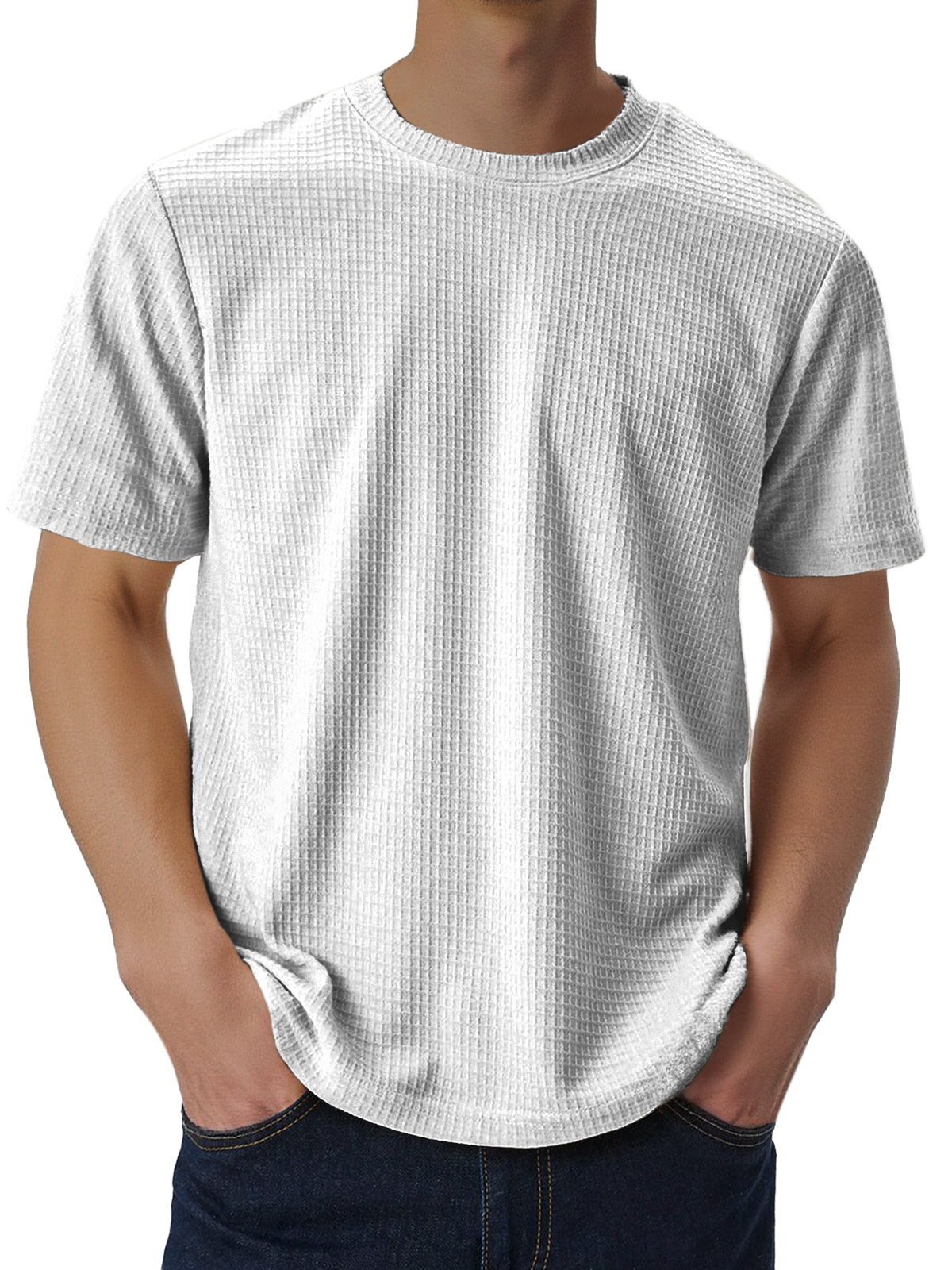 Men's Casual Loose Comfortable Waffle Short Sleeve T-shirt