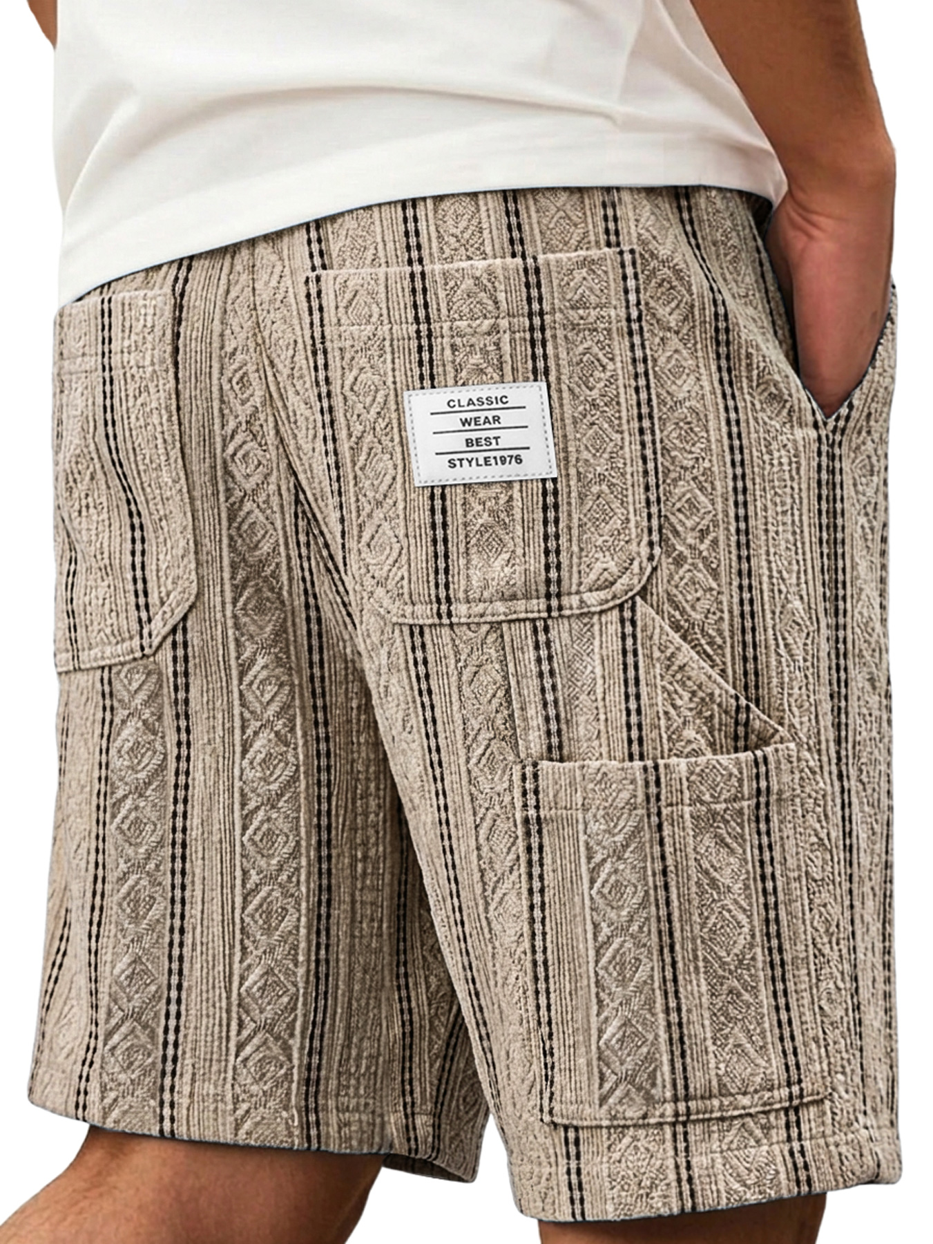 Men's Jacquard Textured Multi-pocket Casual And Comfortable Shorts