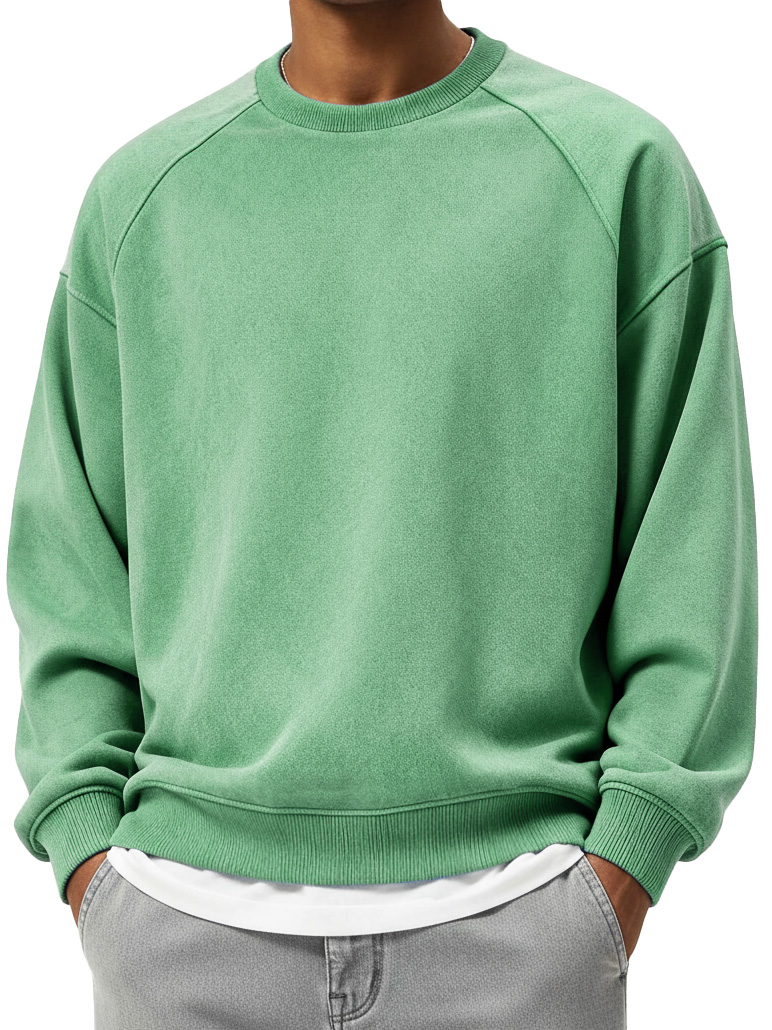 Men's Fashionable Sporty Distressed Long-Sleeve Crew Neck Sweatshirt