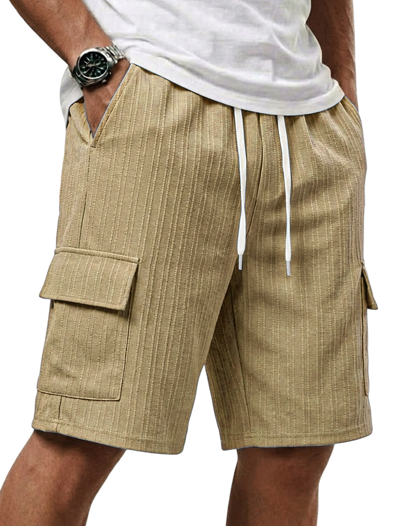 Men's Jacquard Textured Multi-pocket Casual Loose Shorts