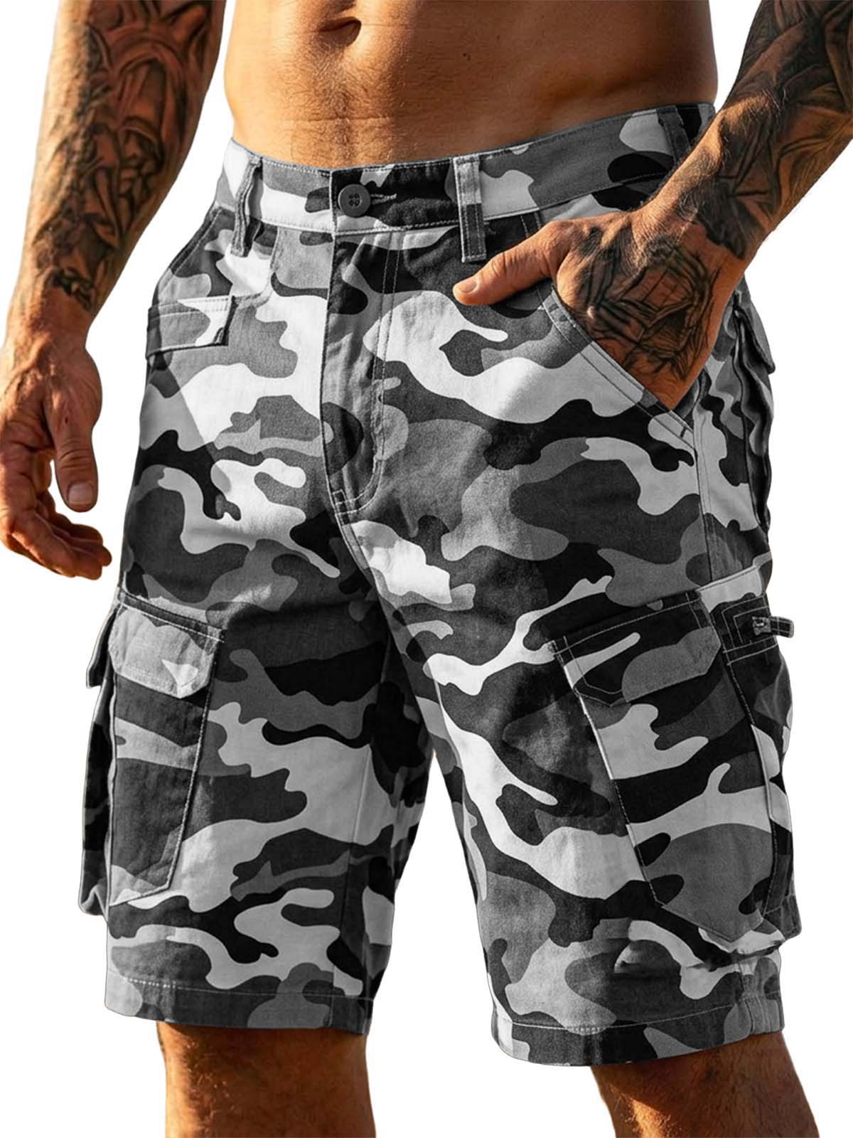 100% Cotton Camouflage Basic Multi-Pocket Cargo Shorts