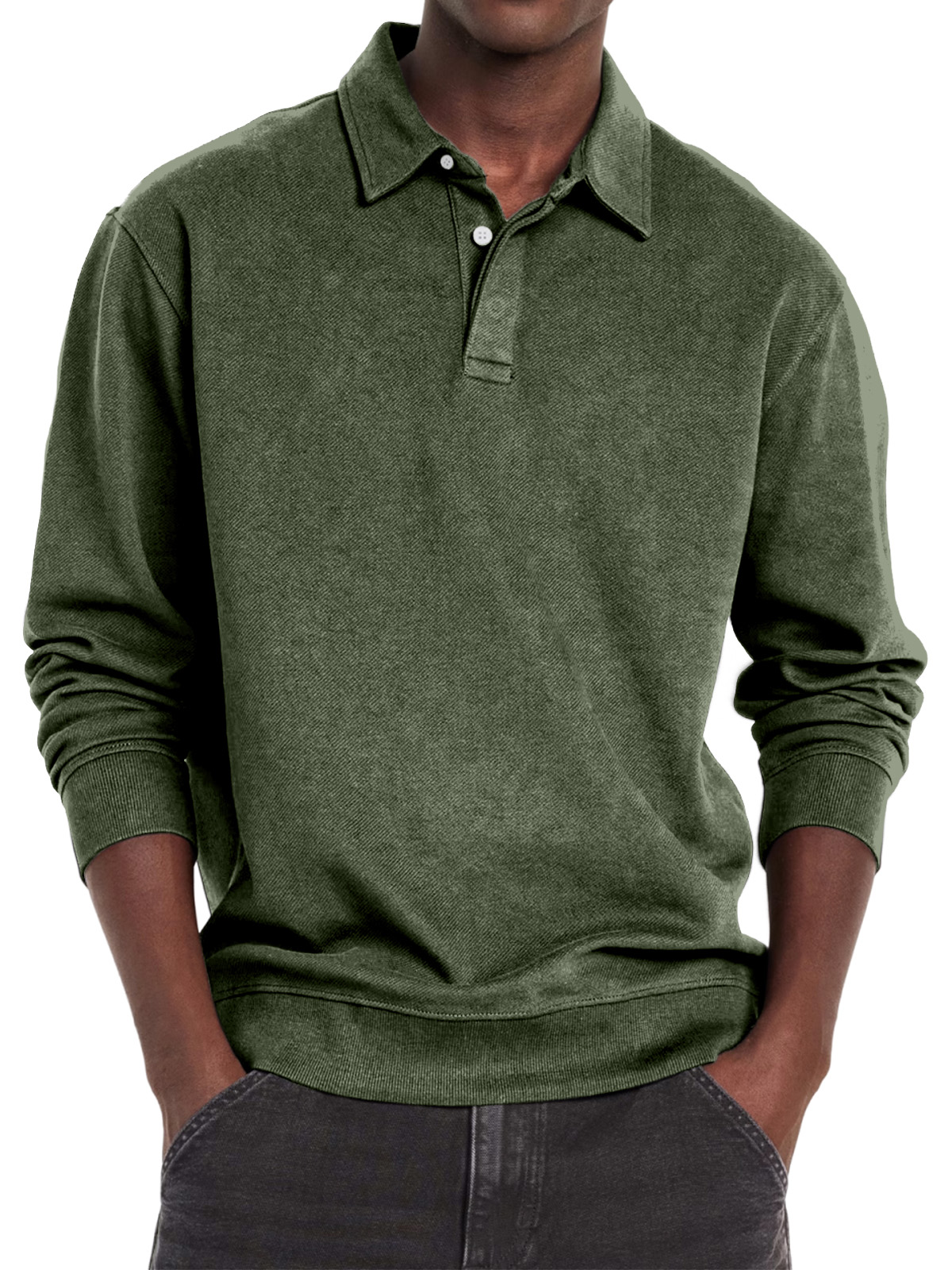 Men's Casual Vintage Lapel Button Long Sleeve Sweatshirt