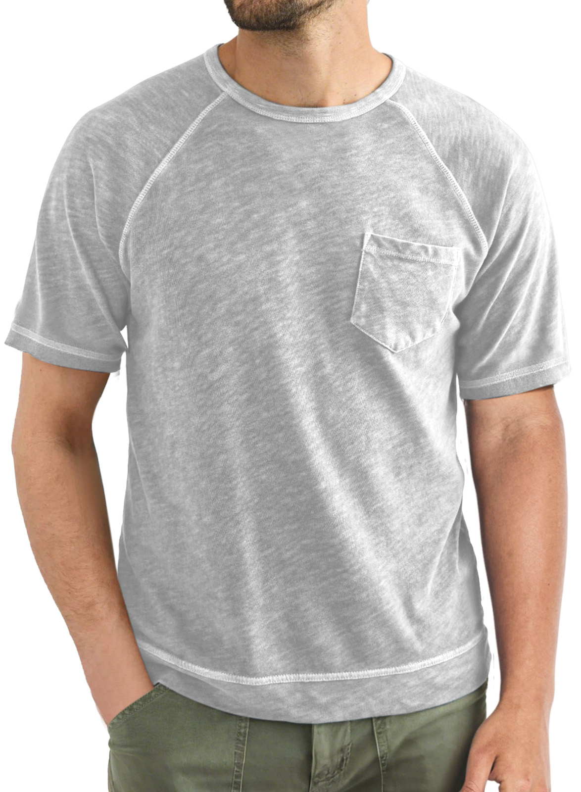 Men's Casual Simple Solid Color Raglan Short Sleeve T-shirt