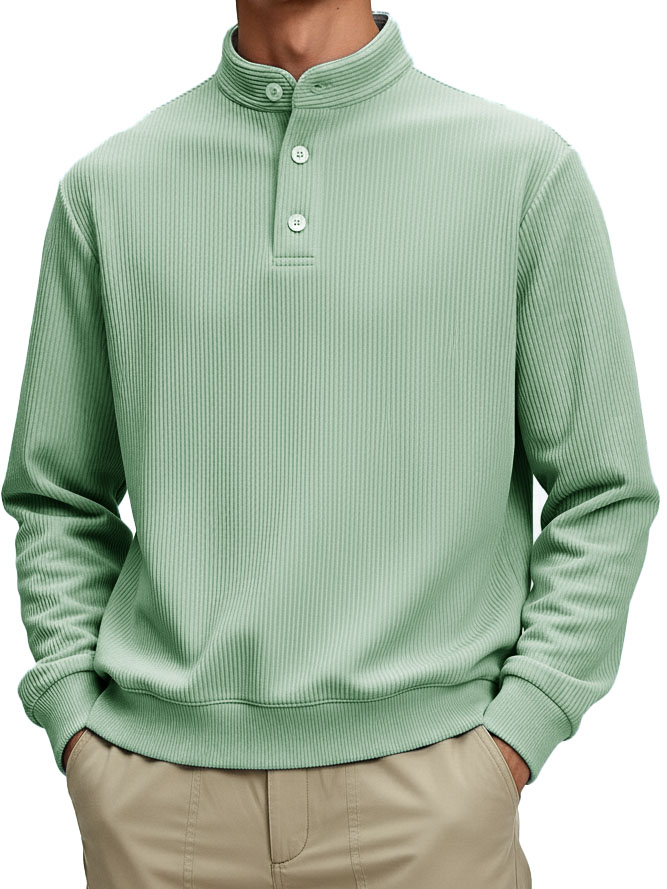 Men's Fashionable Casual Retro Stand Collar Long-Sleeved Top