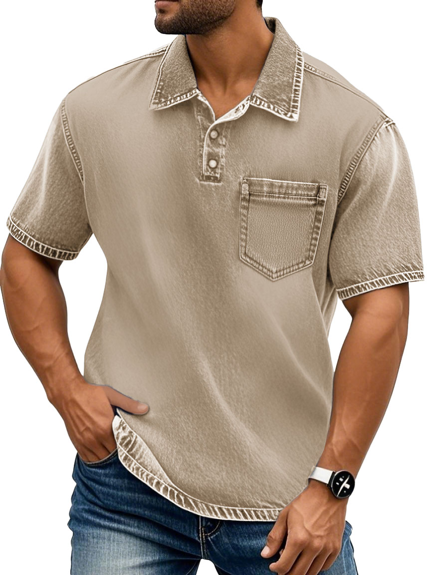Men's Fashion Retro Lapel Cotton Short-sleeved Polo Shirt