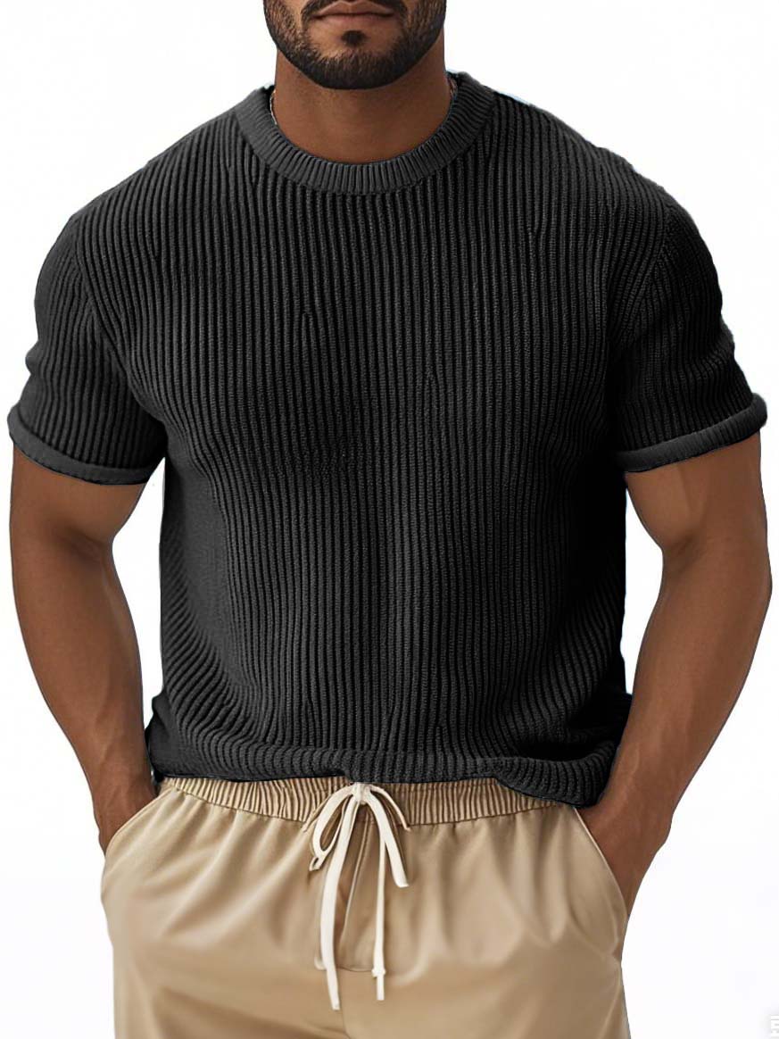 Men's Fashion Street Stripe Short-sleeved T-shirt