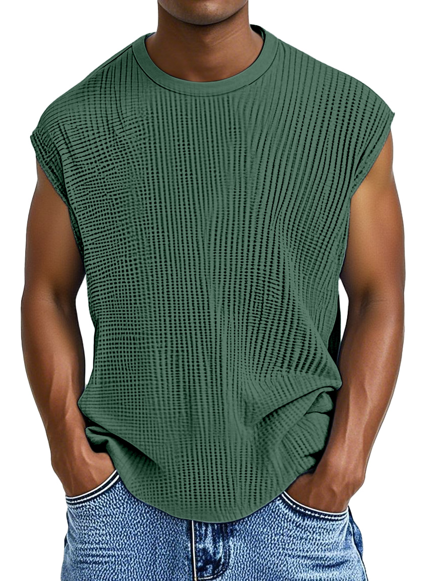 Men's Casual Solid Color Comfortable Loose Texture Sleeveless T-shirt