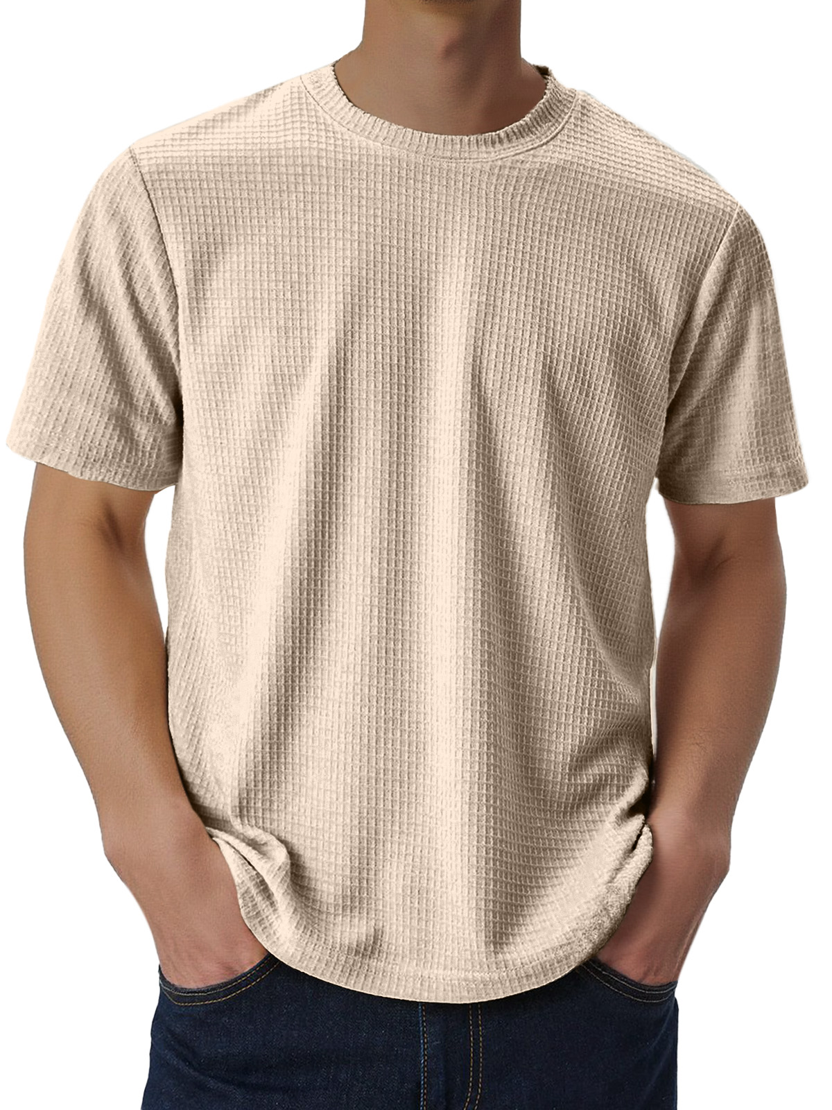 Men's Casual Loose Comfortable Waffle Short Sleeve T-shirt