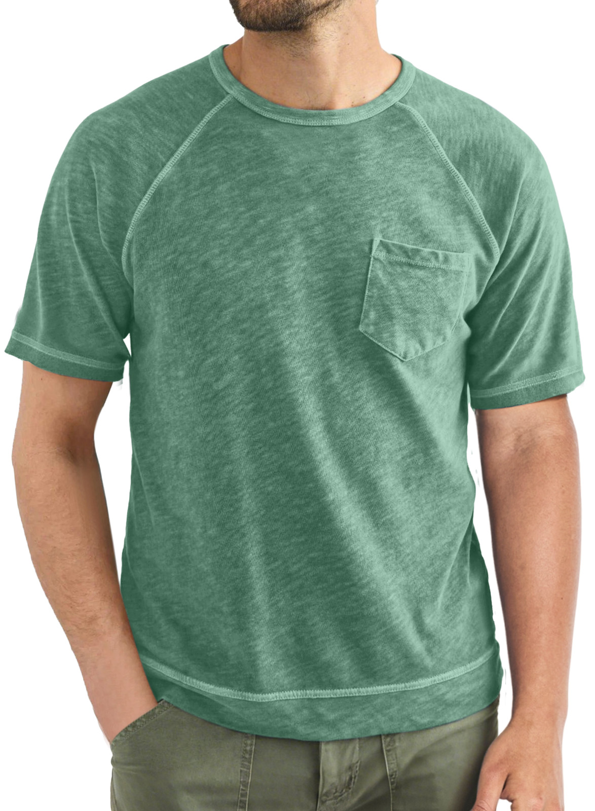 Men's Casual Simple Solid Color Raglan Short Sleeve T-shirt