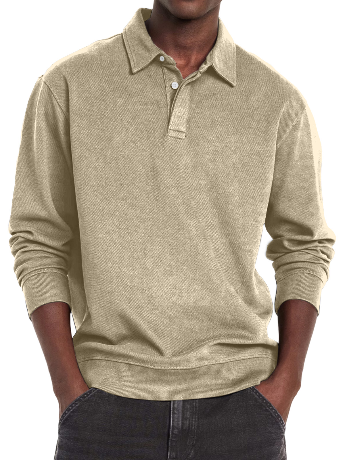 Men's Casual Vintage Lapel Button Long Sleeve Sweatshirt