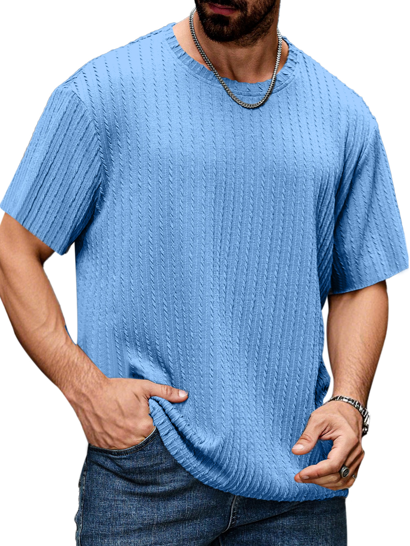 Men's Simple Daily Texture Short Sleeve Round Neck T-shirt