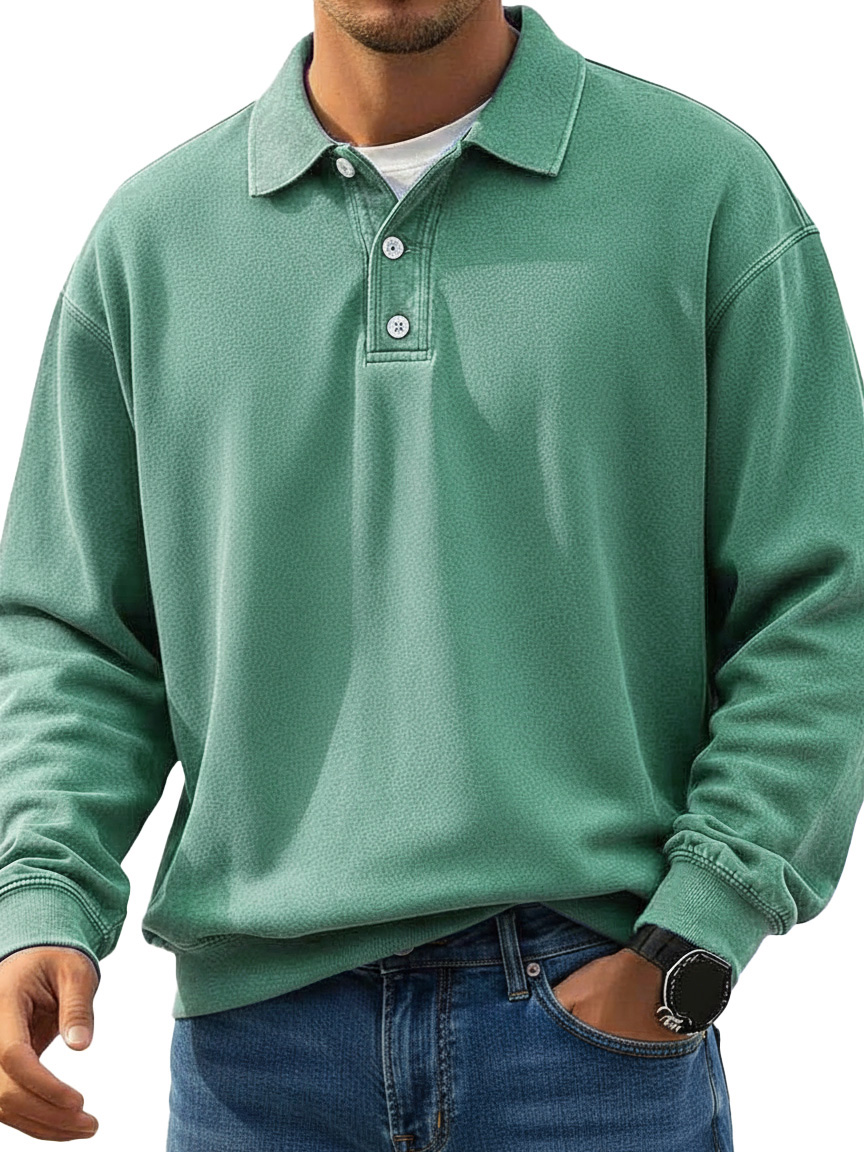 Men's Stylish Retro Lapel Long-sleeved Polo Shirt