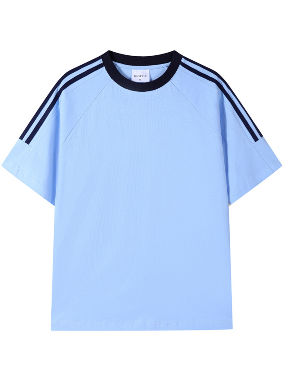 Men's American Contrast Three-stripes Pure Cotton Comfortable And Breathable Short-sleeved T-shirt