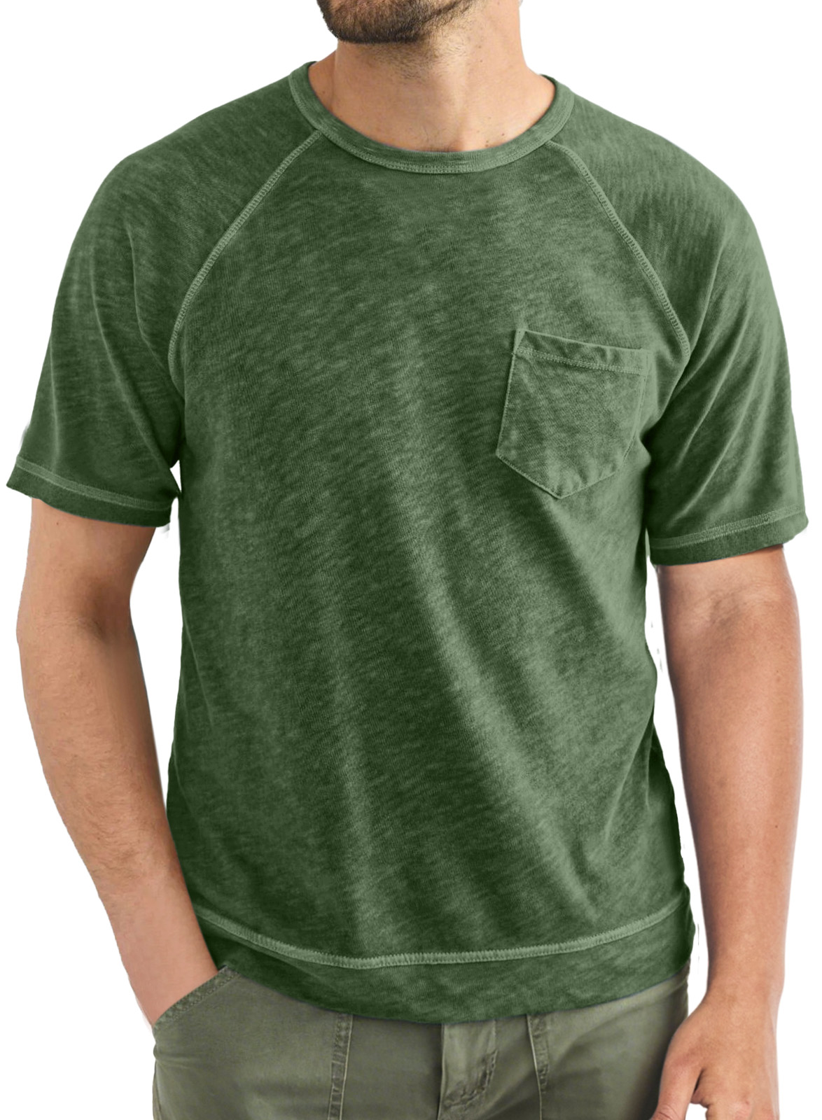 Men's Casual Simple Solid Color Raglan Short Sleeve T-shirt