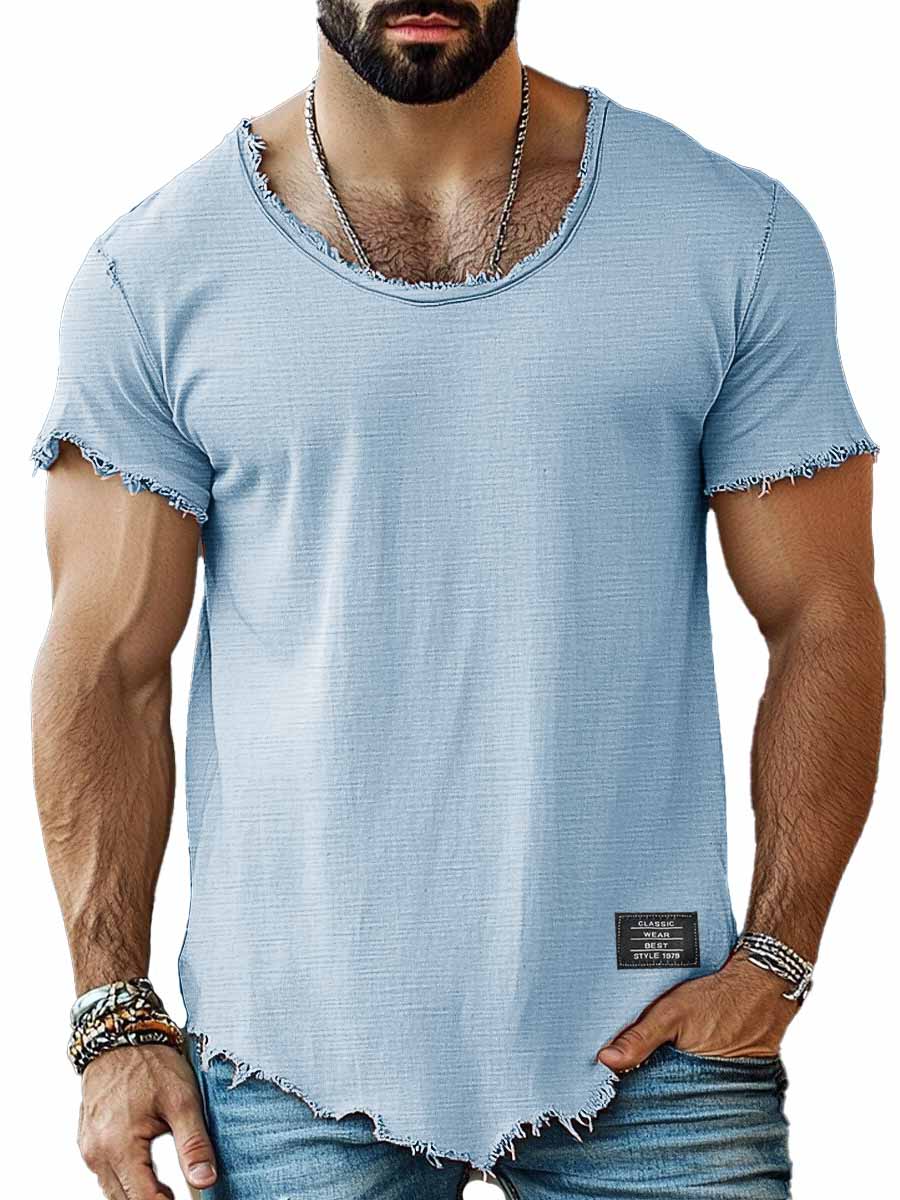 Men's Fashion Retro Embroidered Logo Short-sleeved T-shirt