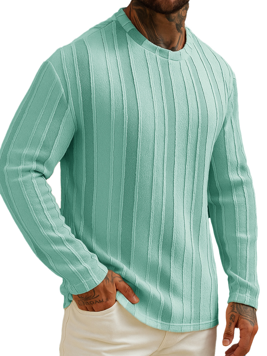 Men's Stylish Casual Striped Crew Neck Long-sleeved T-shirt