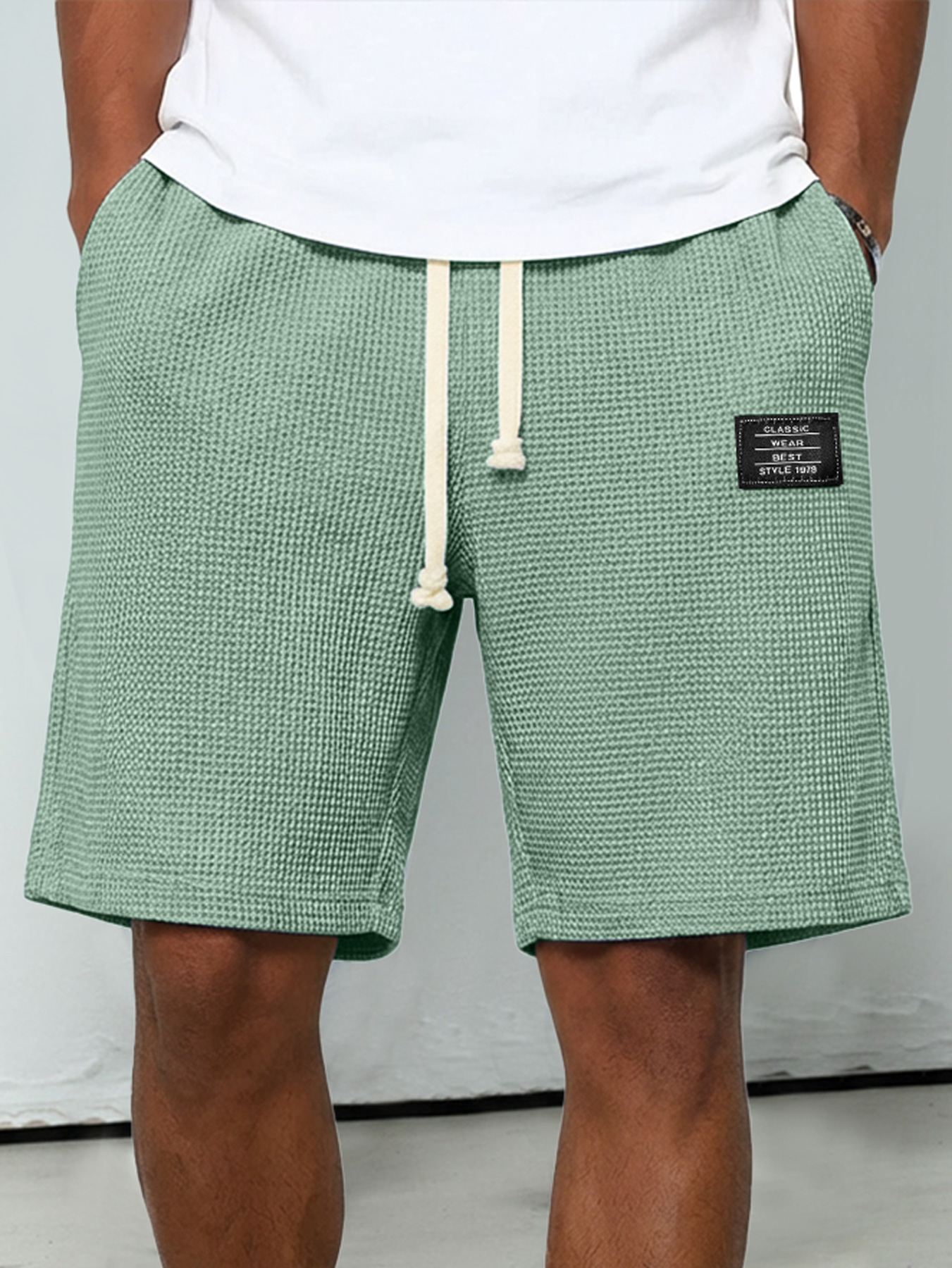 Men's Everyday Waffle-knit Shorts With Elastic Waistband And Logo Detail