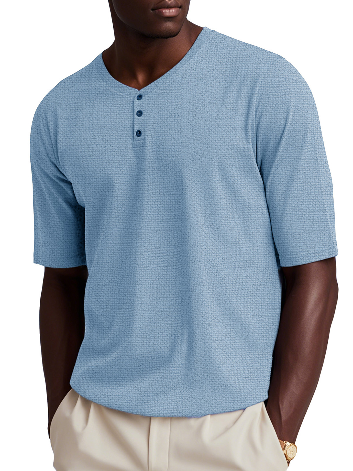 Men's Fashion Vintage Button Short Sleeve Henley T-Shirt