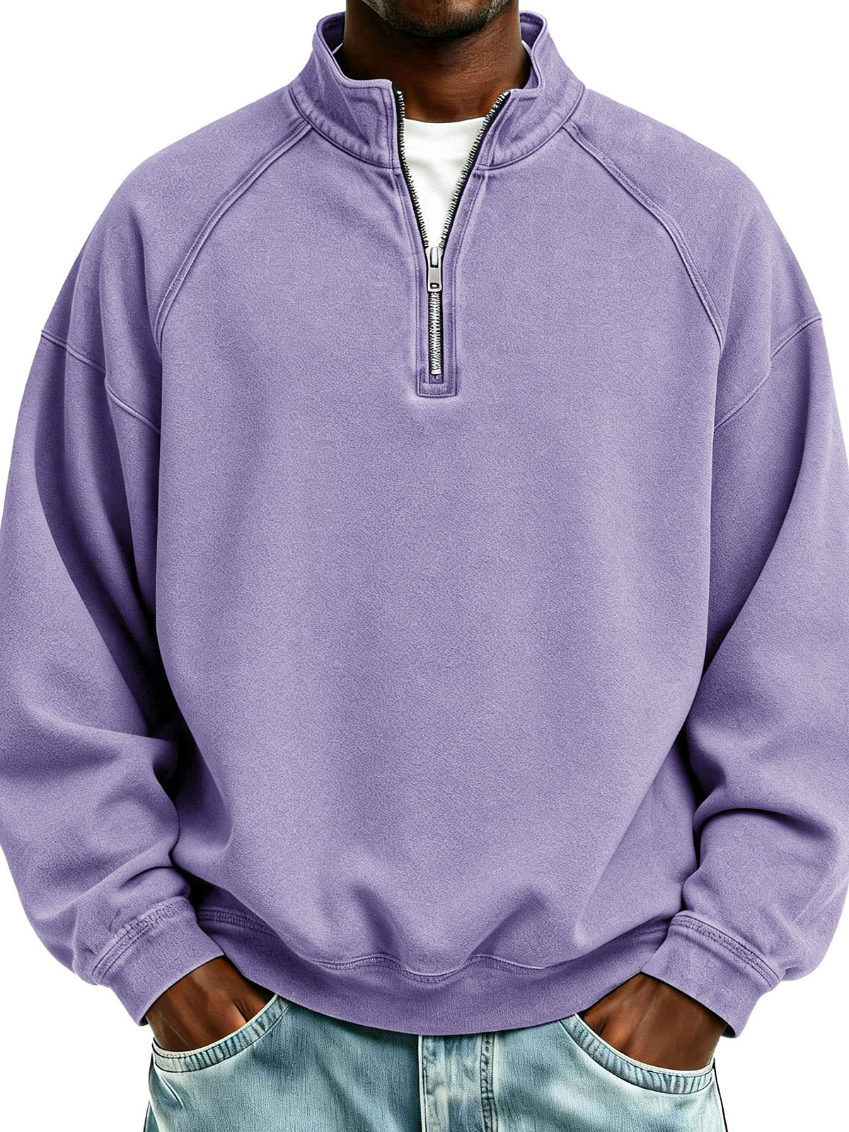 Men's Fashionable Sporty Casual Loose-Fitting Long-Sleeve Stand Collar Sweatshirt