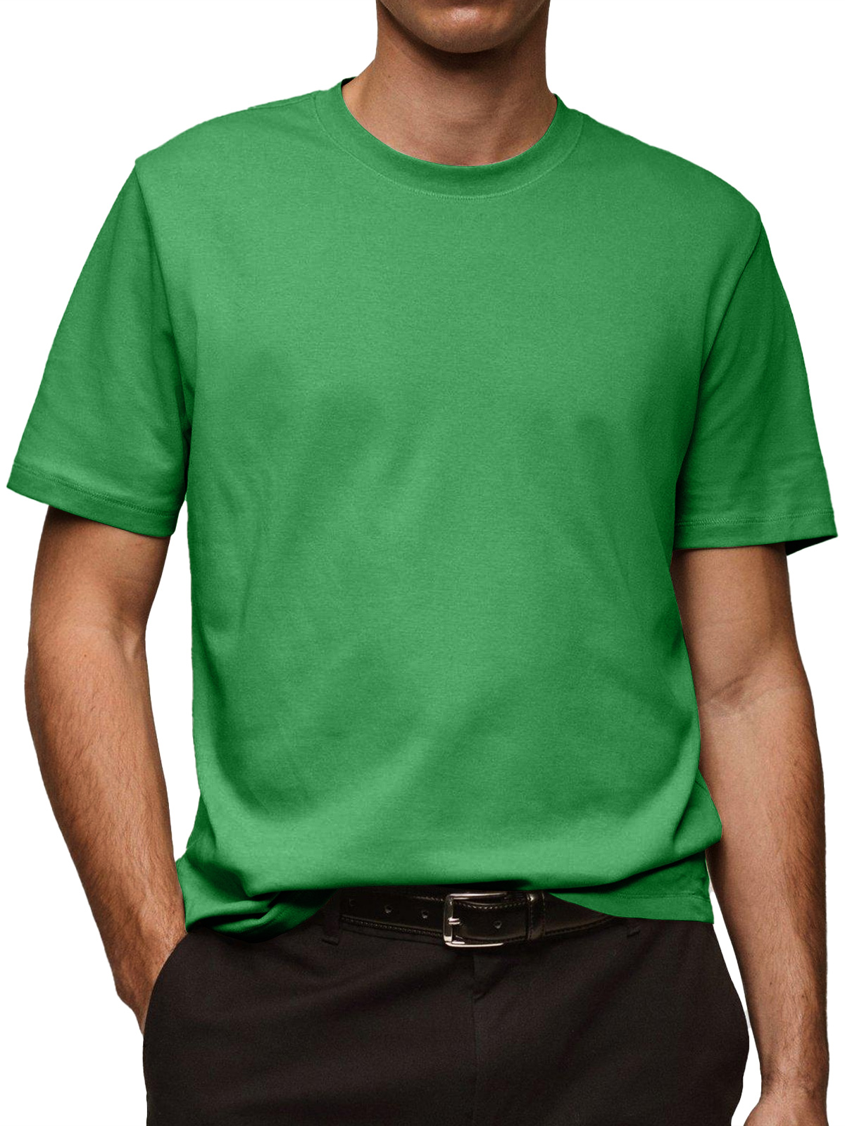 Men's Daily Pure Cotton Round Neck Casual Solid Color Short-sleeved T-shirt