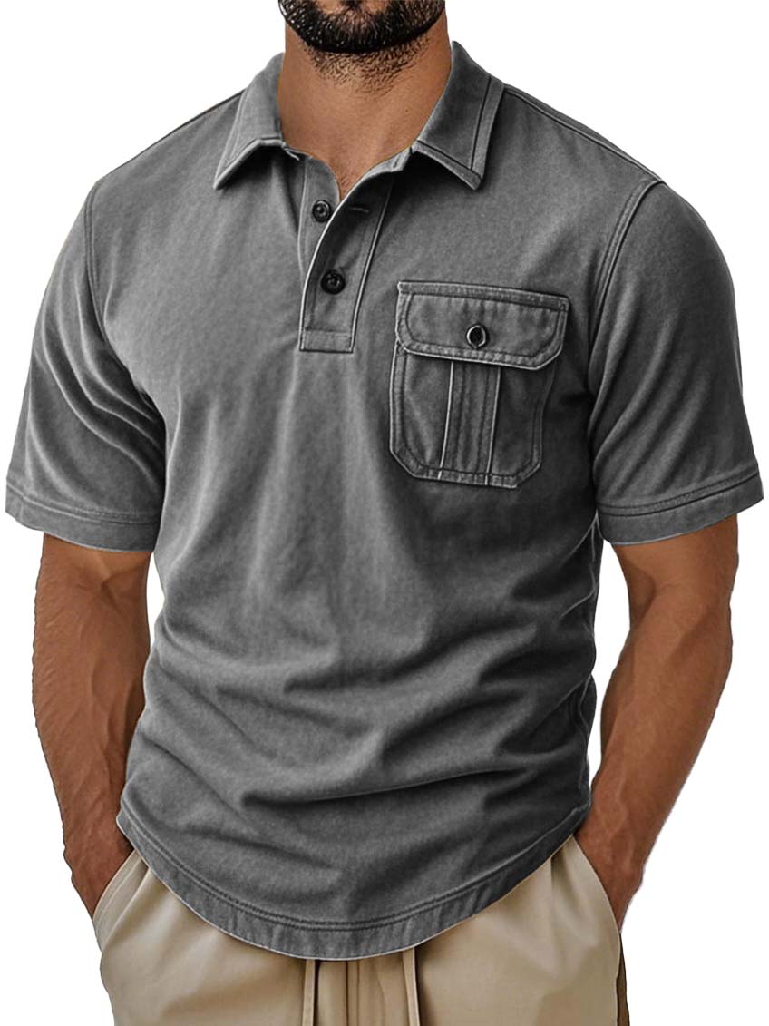 Men's Retro Fashion Workwear Lapel Short-sleeved Polo Shirt