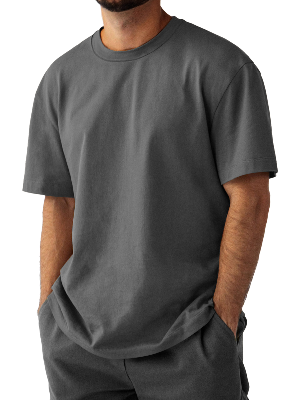 Men's Daily Pure Cotton Round Neck Casual Comfortable Short Sleeve T-shirt