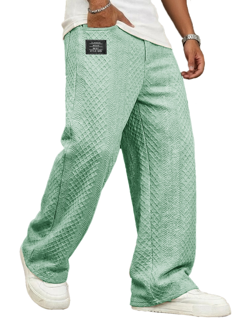 Men's Fashionable Casual Jacquard Fabric Loose Pocket Trousers
