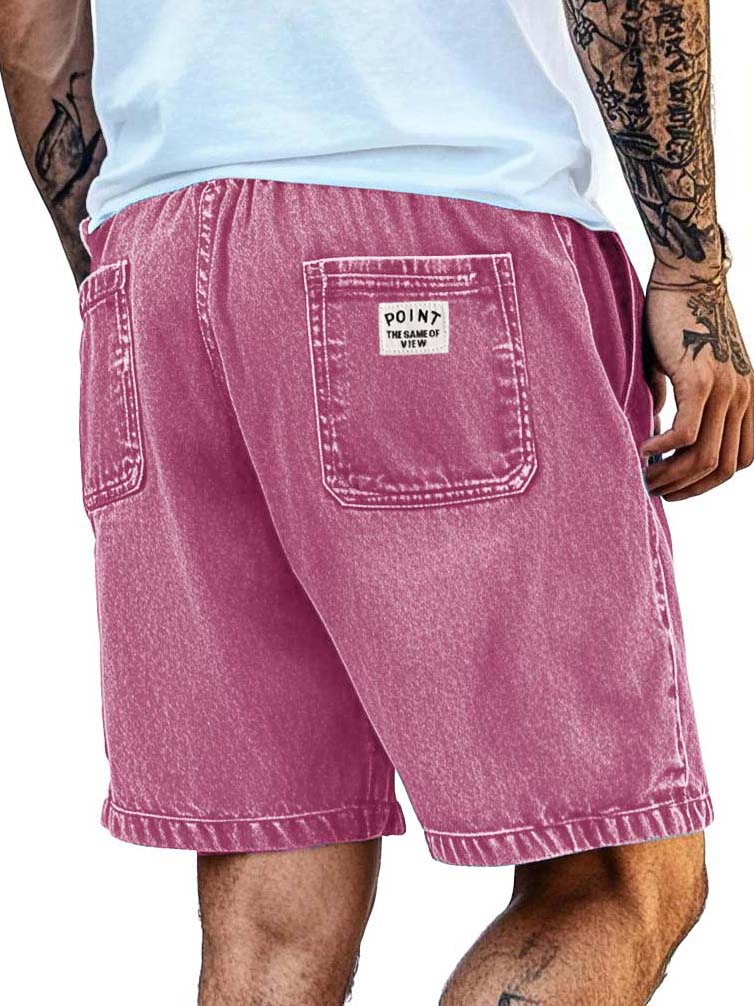 Men's Fashion Retro Distressed Pocket Embroidered Logo Shorts