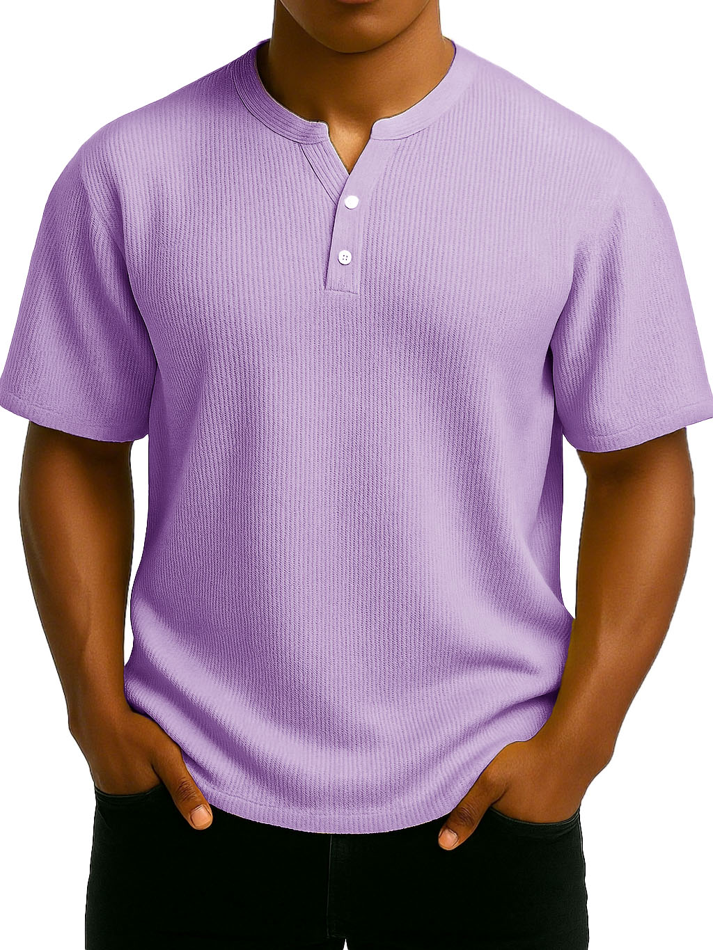 Men's Daily Casual Wrinkled Fabric Wide Short Sleeve Henley Shirt