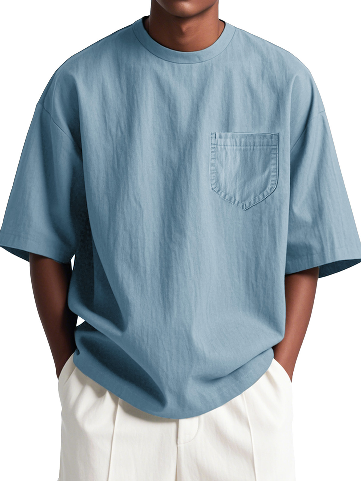 Men's Fashion Casual Loose Pocket Short Sleeve T-Shirt