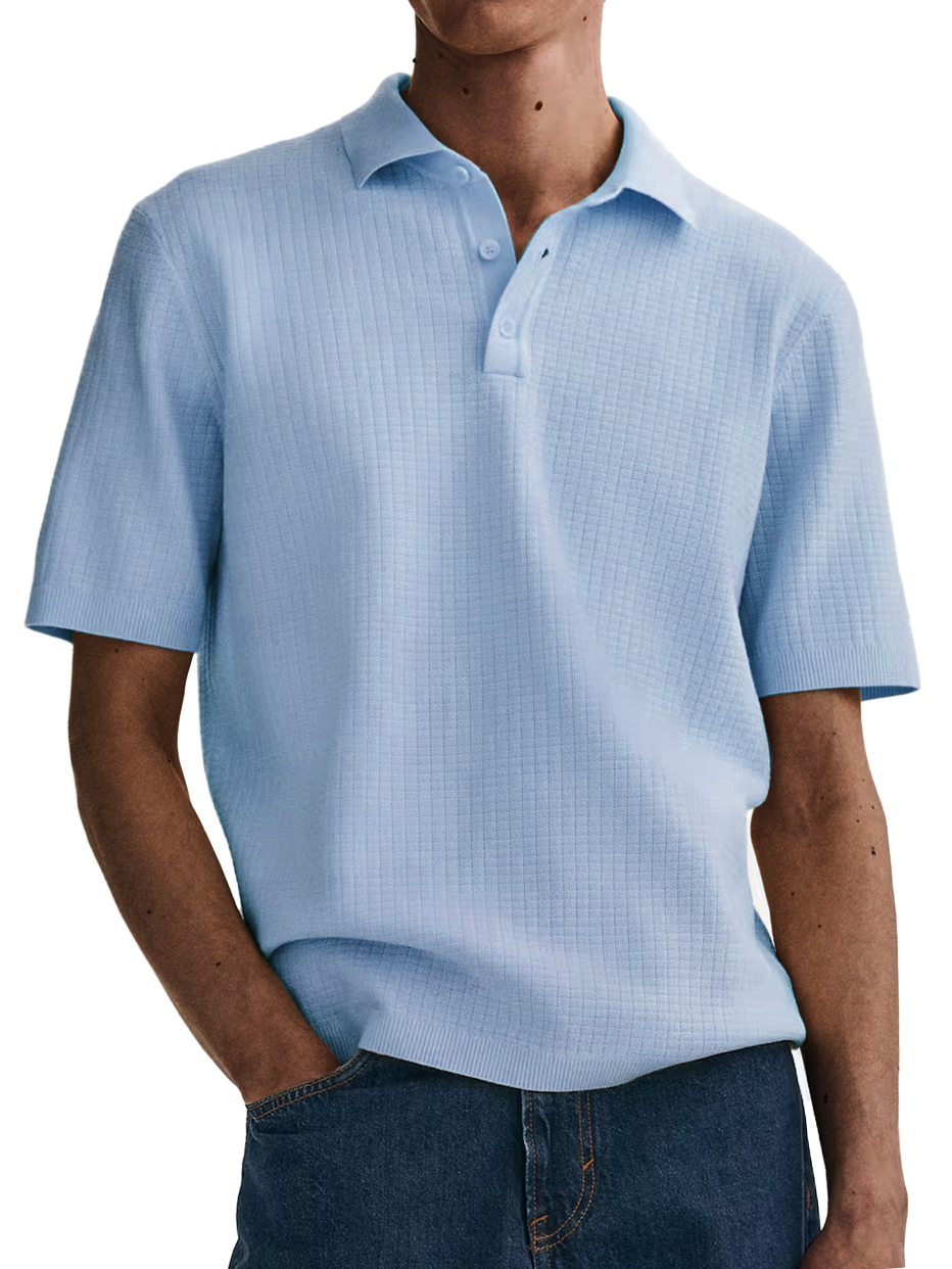 Men's Stylish High-Quality Waffle-Knit Casual Short-Sleeve Top