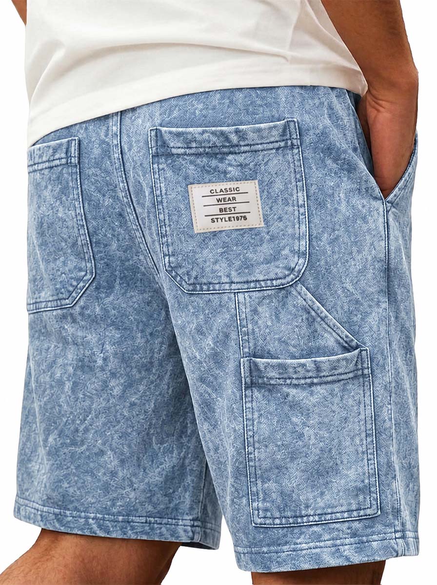 Men's Washed Distressed Workwear Basic Shorts