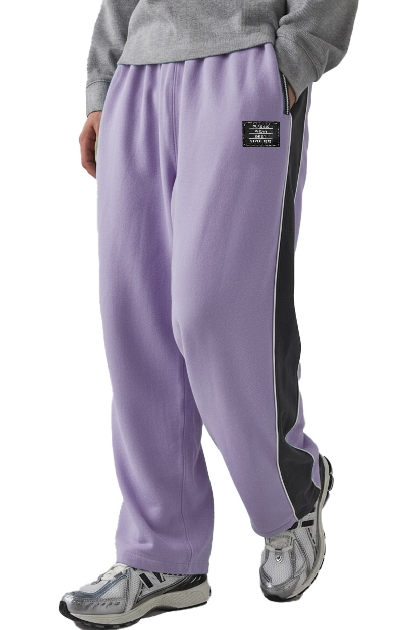 Men's Fashion Sporty Patchwork Logo Loose Drawstring Trousers
