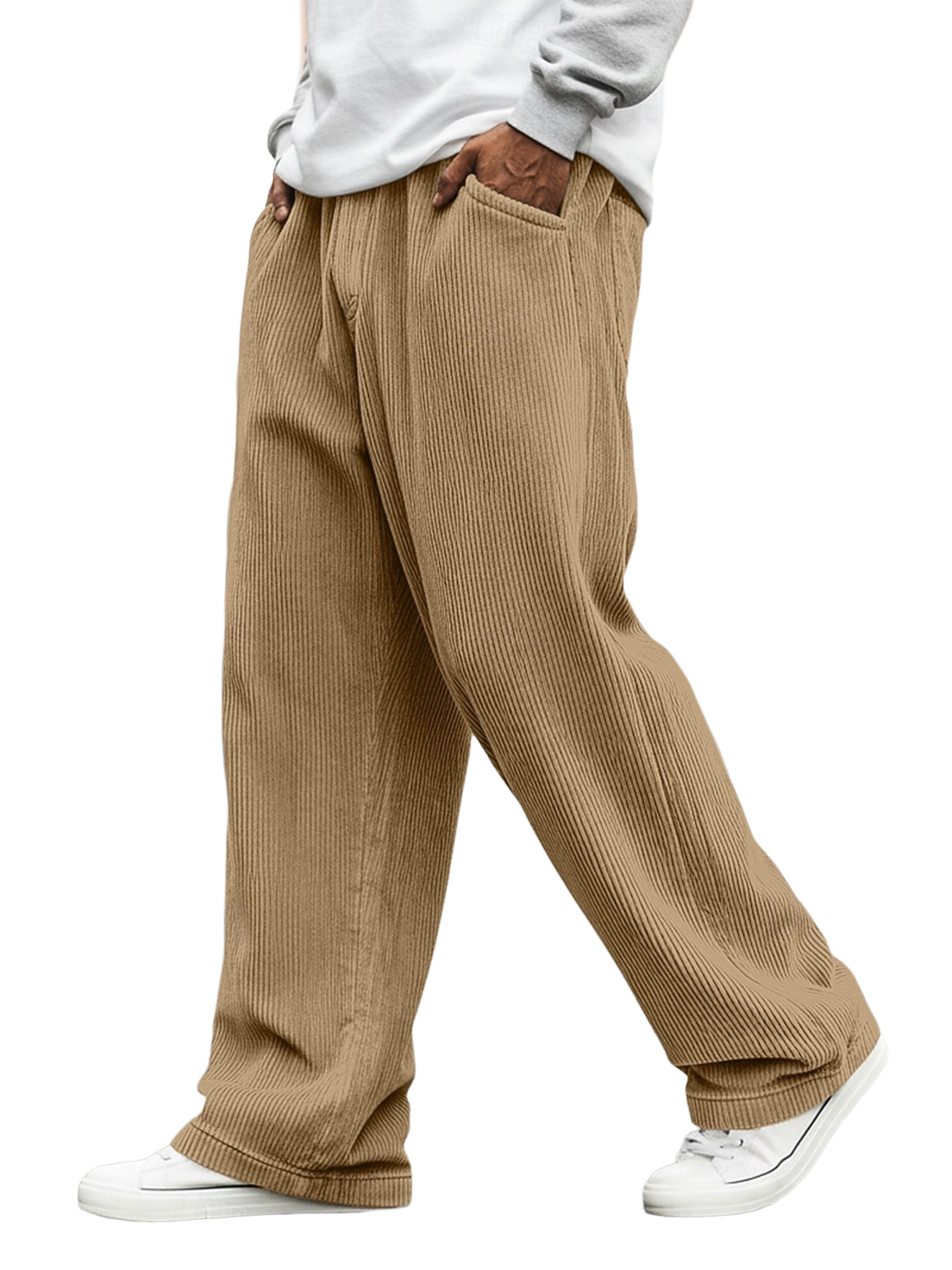 Men's Corduroy Solid Color Casual Loose-fitting Trousers