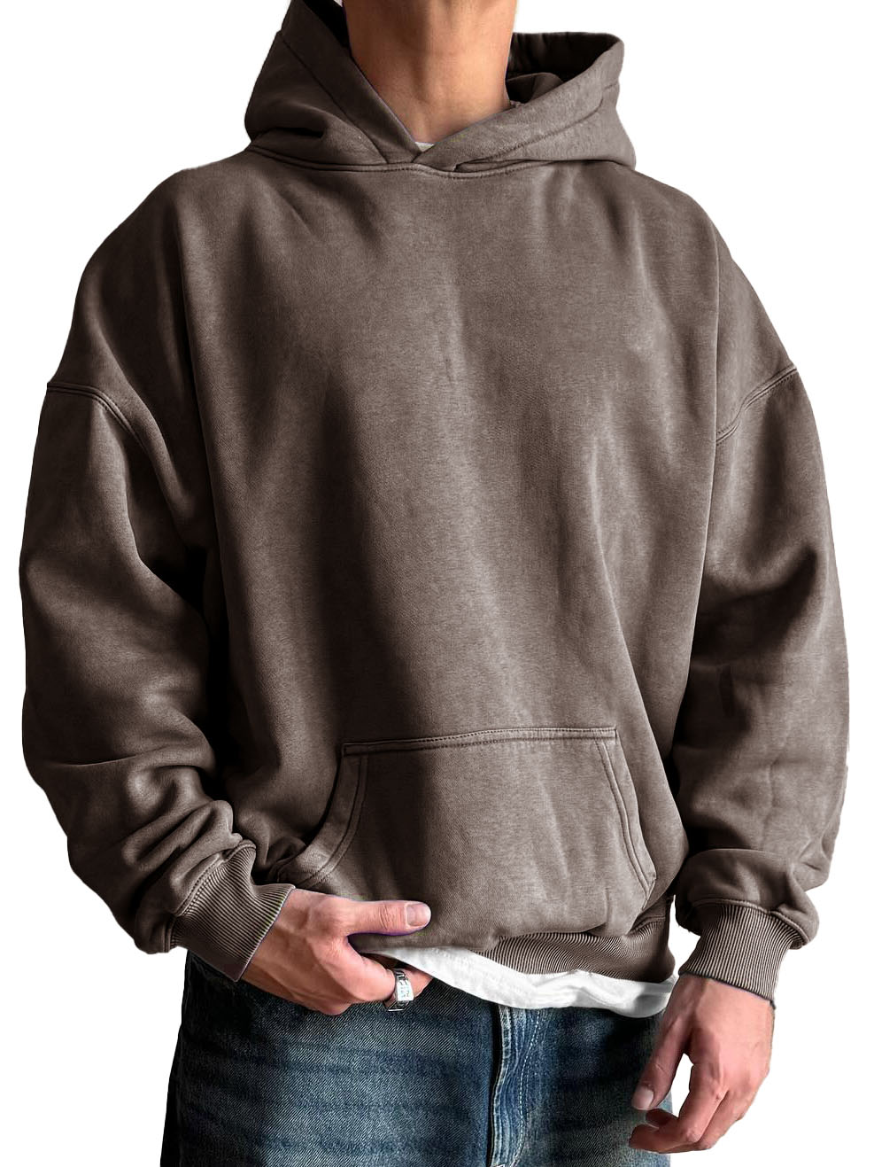Men's Fashion Vintage Washed Cotton Long Sleeve Hoodie
