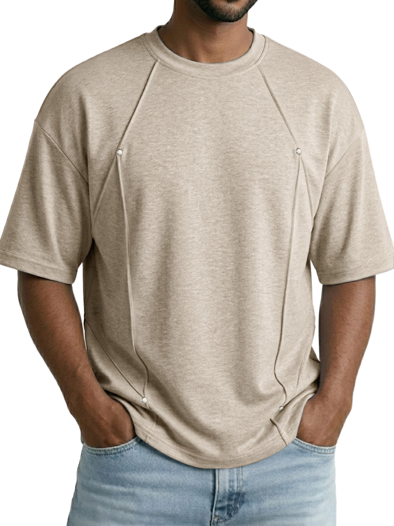 Men's Deconstructed Design Casual Crew Neck Loose Short-Sleeve T-Shirt