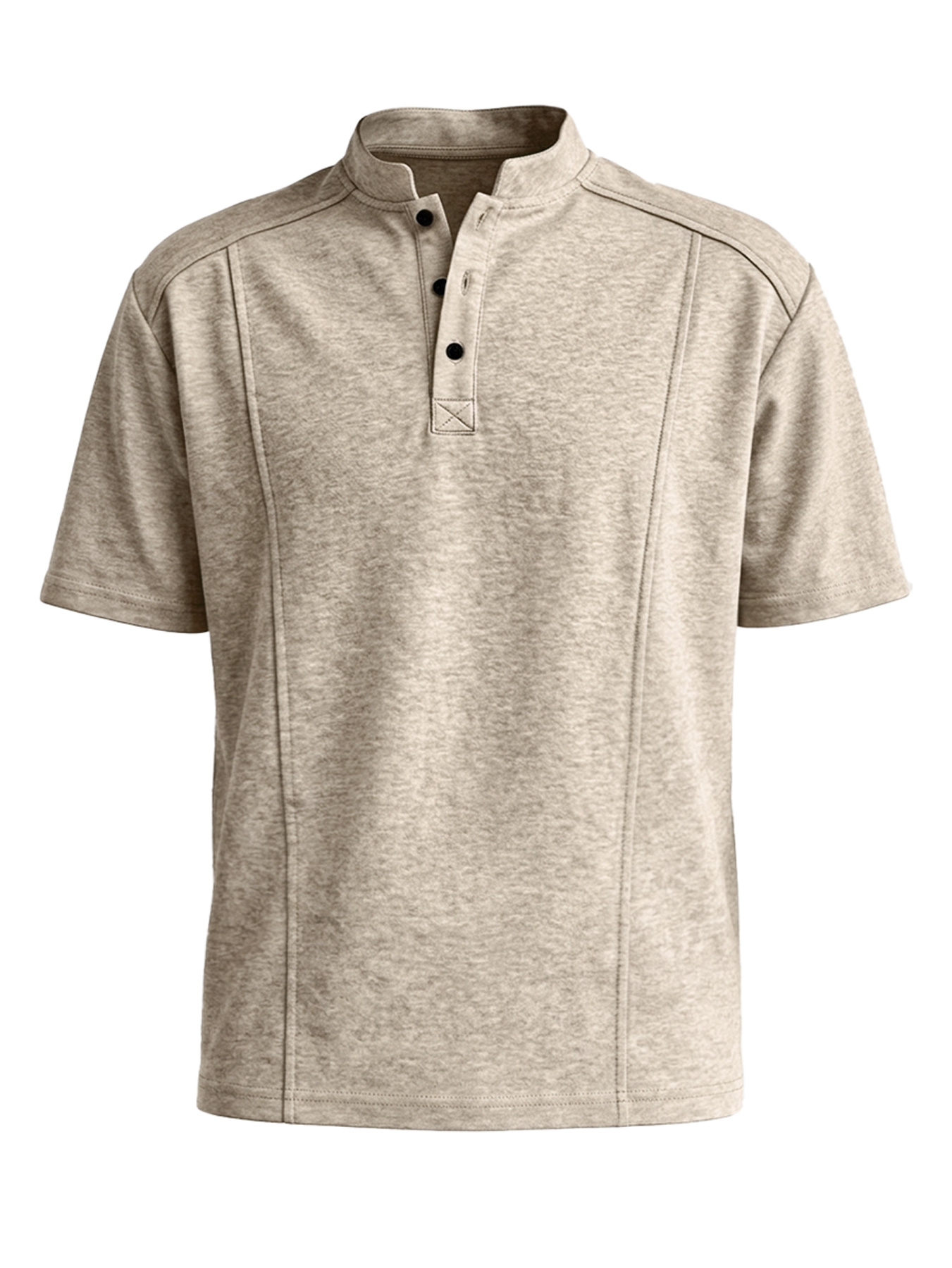 Men's Stand-up Collar Button-down Design Casual Short-sleeved Henley Shirt