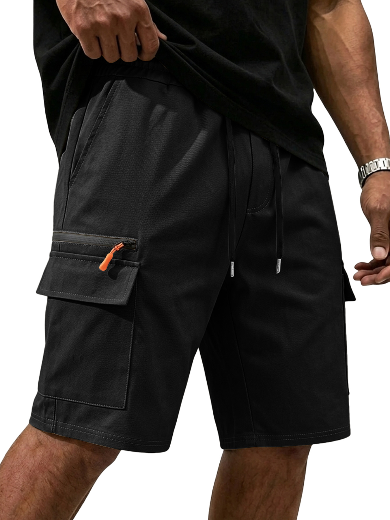 Men's Zippered Multi-Pocket Casual Cargo Shorts