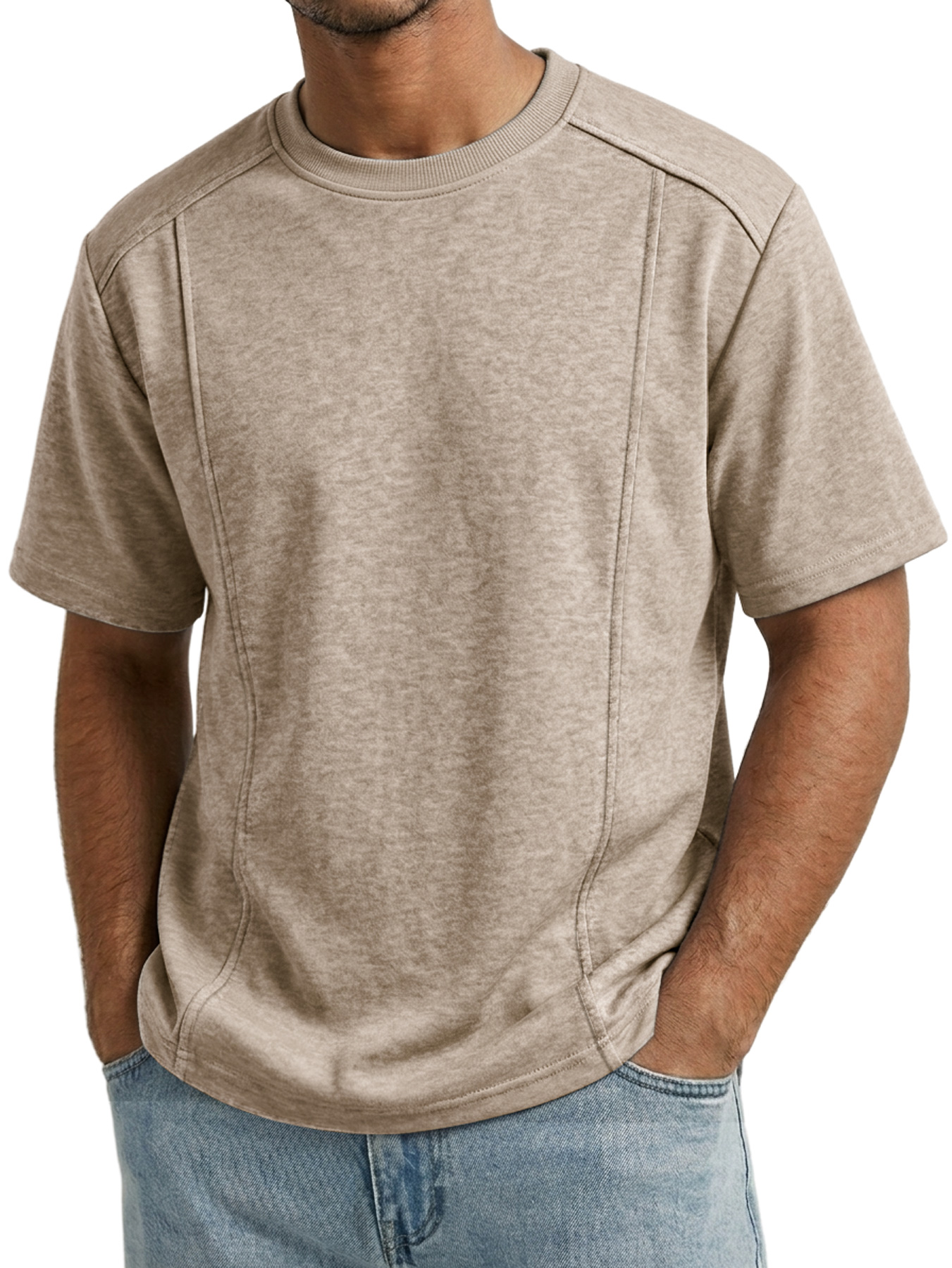 Men's Crew Neck Deconstructed Casual Short-Sleeve T-Shirt