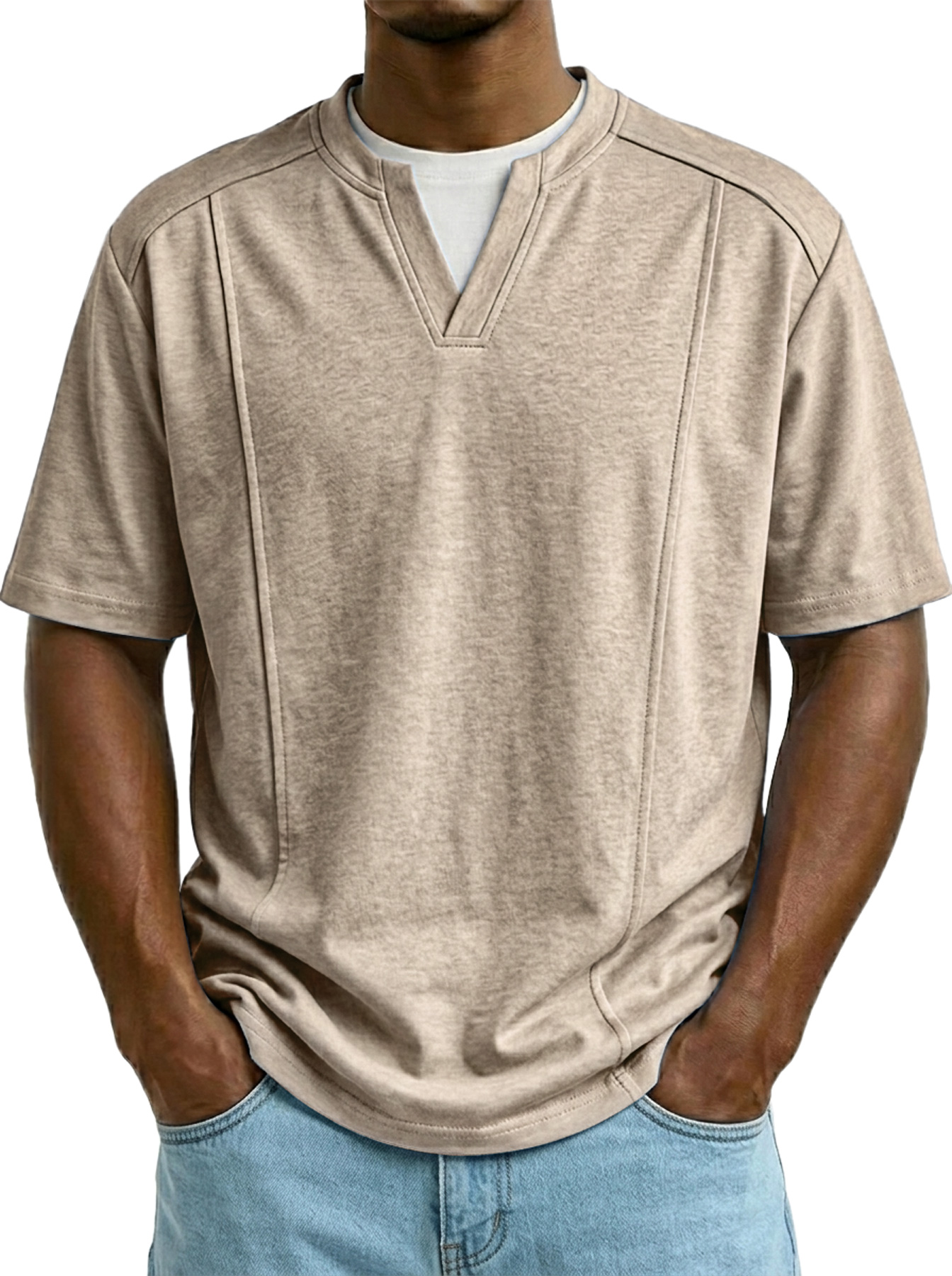 Men's Casual Faux Two-Piece Deconstructed Short-Sleeve T-Shirt