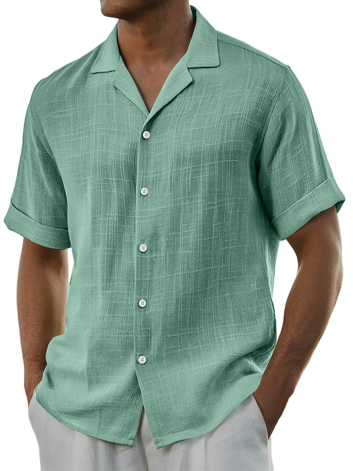 Men's Daily Cotton And Linen Comfortable Casual Short-sleeved Shirt