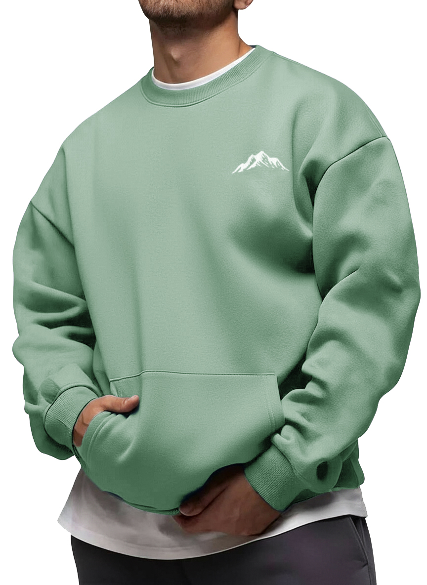 Men's Fashion Casual Printed Crew Neck Long-Sleeve Sweatshirt