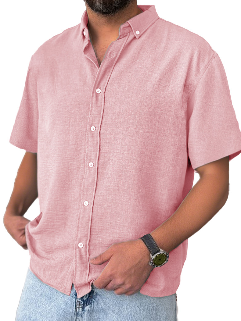 Men's Stylish And Comfortable Everyday Texture Fabric Short-sleeved Lapel Shirt