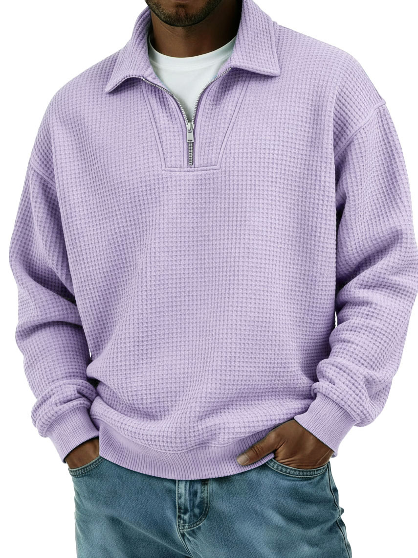 Men's Stylish Casual Loose-fitting Zippered Lapel Long-sleeved Sweatshirt