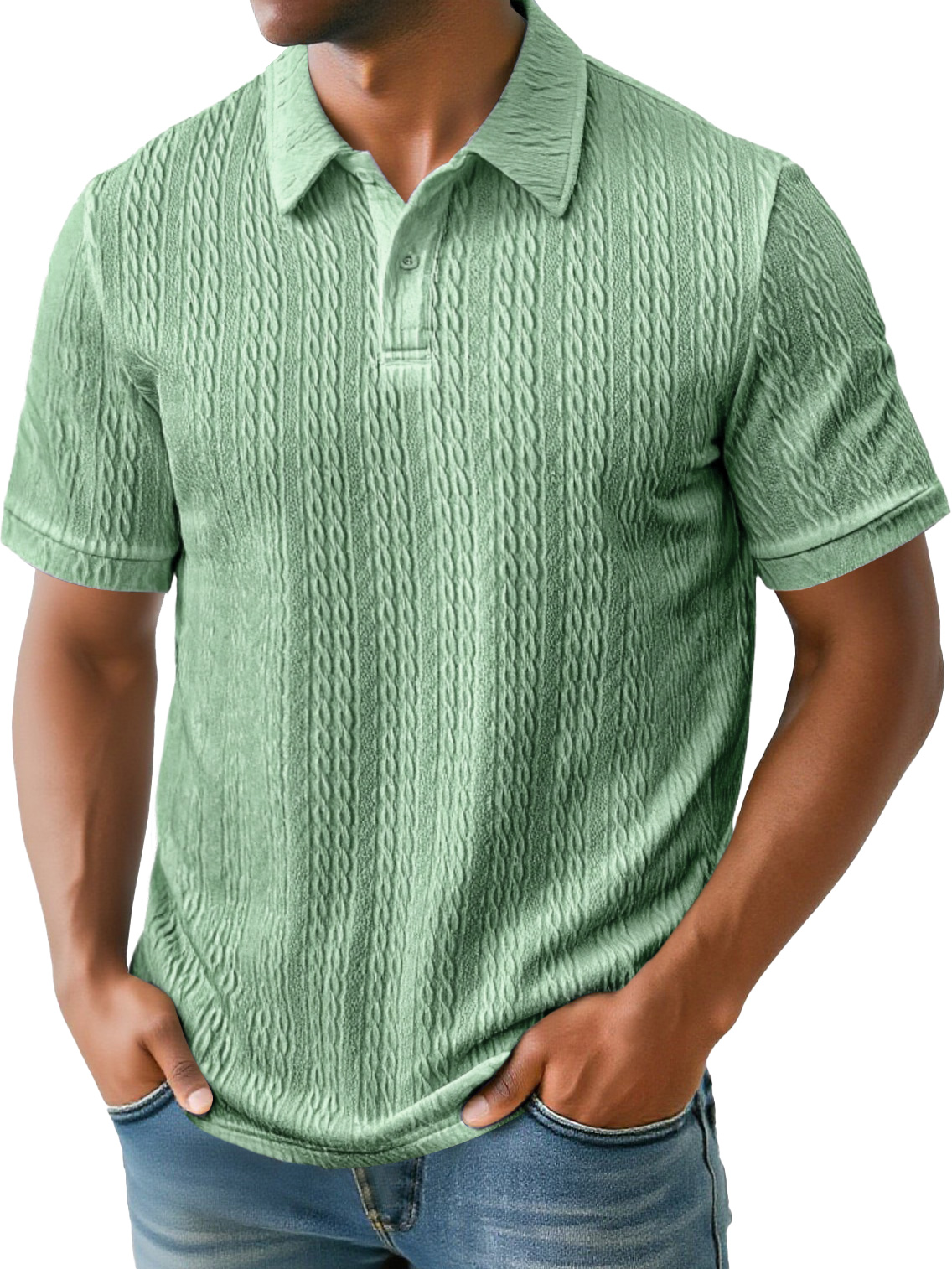 Men's Daily Simple Texture Lapel Button Casual Solid Color Short-sleeved Polo Shirt
